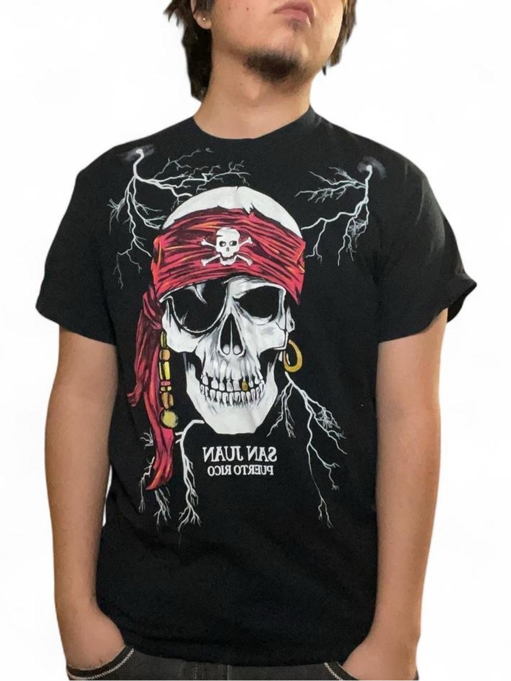 Vintage San Juan Puerto Rico Pirate Skull Graphic T-Shirt‎